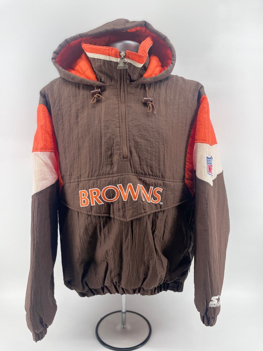 Vintage STARTER Cleveland Browns NFL 1/4 Zip Pullover Puffer/Jacket Men’s L